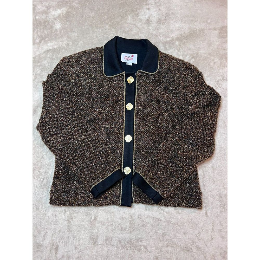 Vintage 90s Caron Chicago Blazer Jacket sz 10, bold, flashy chunky gold buttons